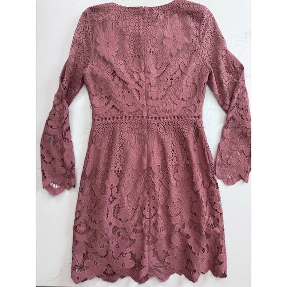 Cupcakes and Cashmere Dress Women’s Size 4 Lace Deco Rose Pink Fitted Lined - Picture 9 of 14